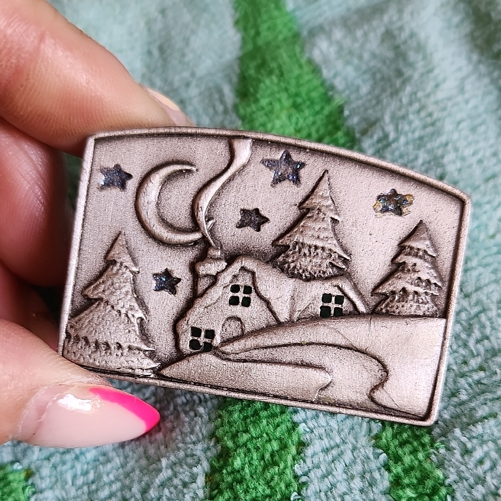 Holiday Silver-Toned Winter Scene Ornament